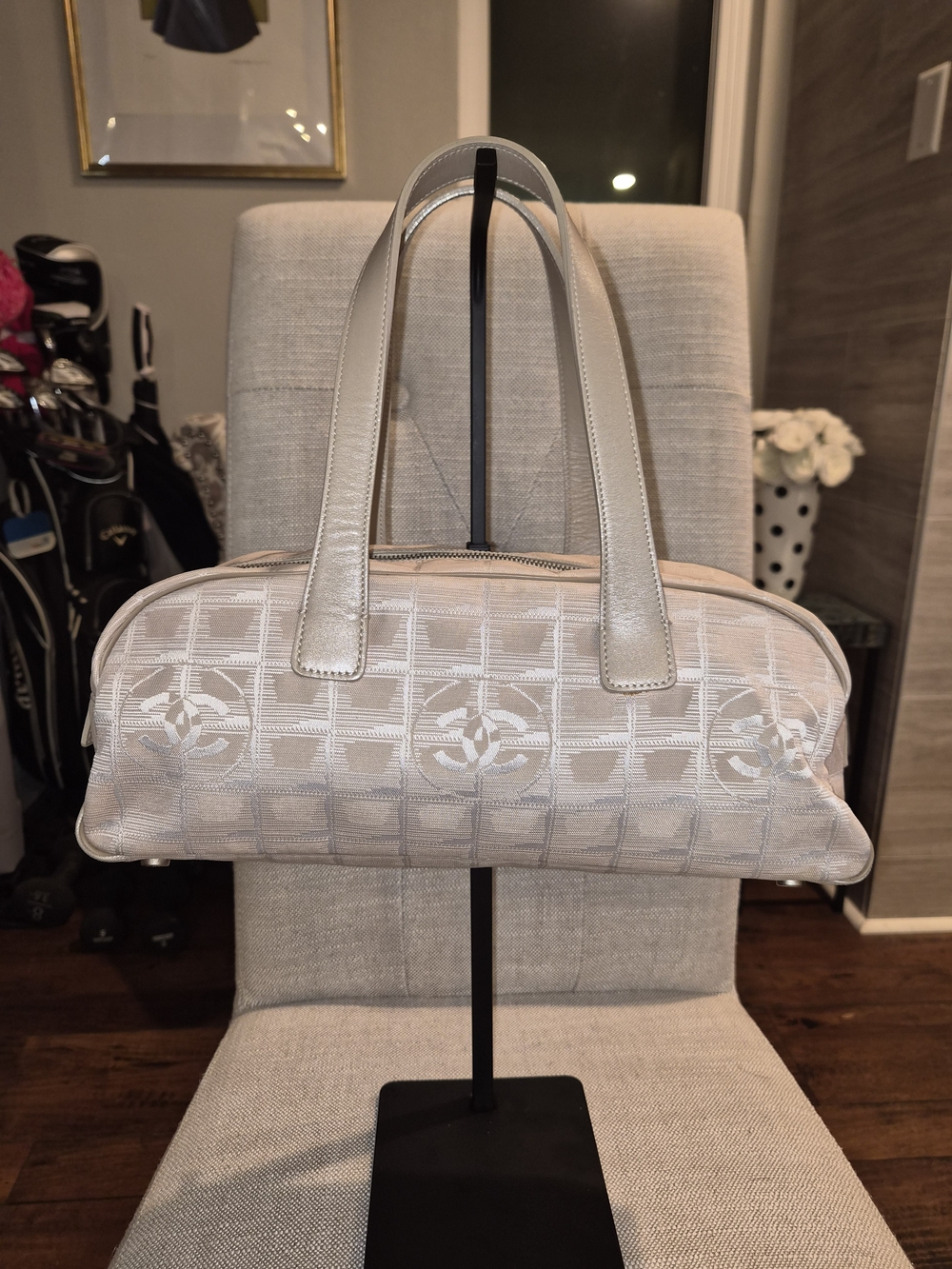 Chanel New Travel Line Mini Boston Bag Jacquard Monogram CC Bowling Bag